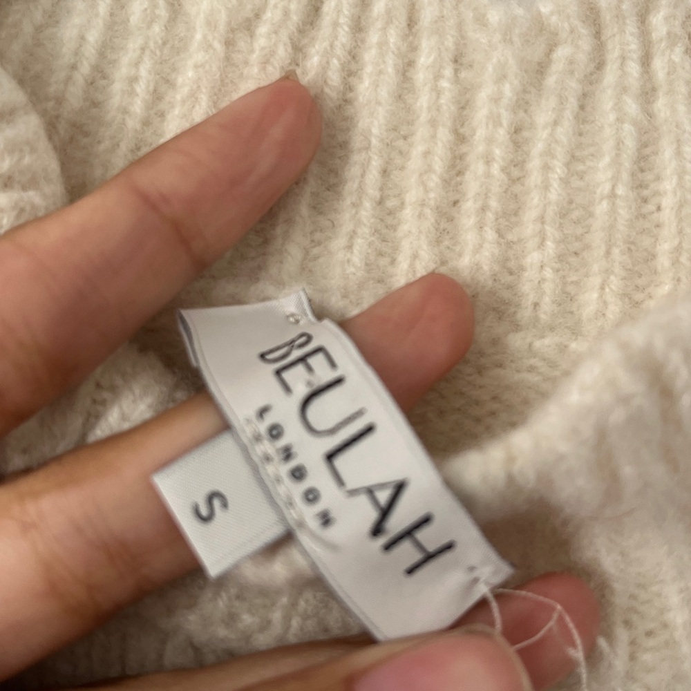 Beulah Cream Brown Liberte Lambswool Pullover Sweater Heart Dove Size Small - Picture 3 of 5